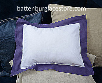Baby pillow sham.White with Imperial Purple color.12x16"pillow.